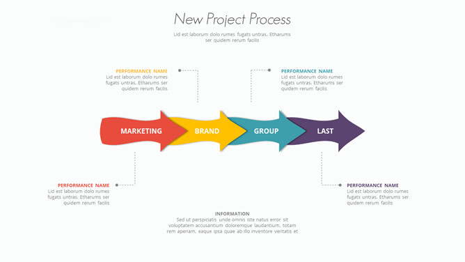 四项箭头流程图PPT图形-美肚杀分享