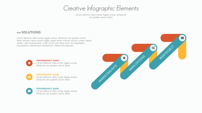 三项箭头并列关系PPT素材-美肚杀分享