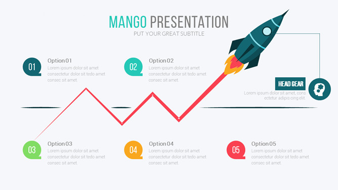 小火箭递进上升PPT图形-美肚杀分享