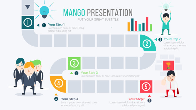 五步步骤流程PPT图形素材-美肚杀分享