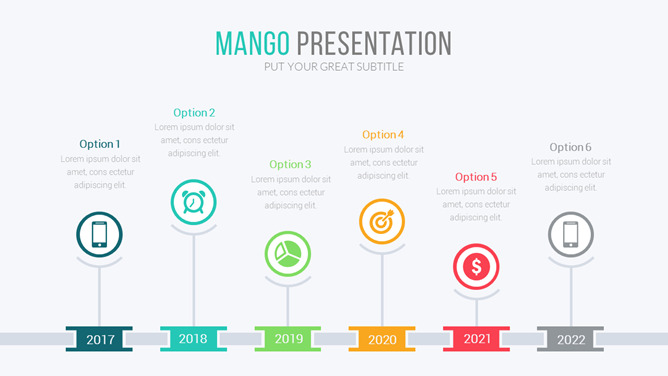 年份时间轴PPT素材模板-美肚杀分享