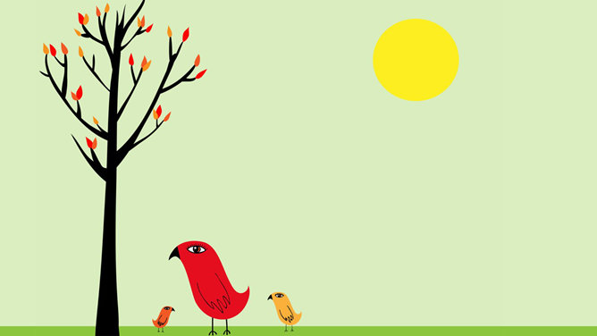 简洁卡通艺术设计PPT背景-美肚杀分享