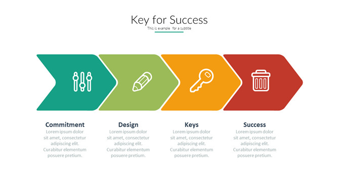 箭头关键要素罗列PPT图形-美肚杀分享
