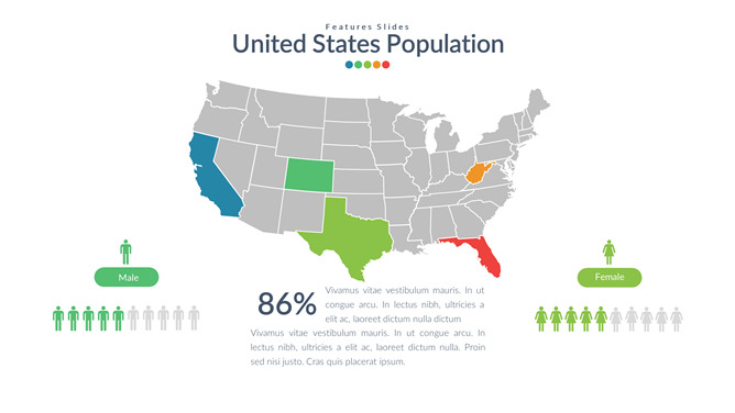 USA美国地图PPT素材-美肚杀分享