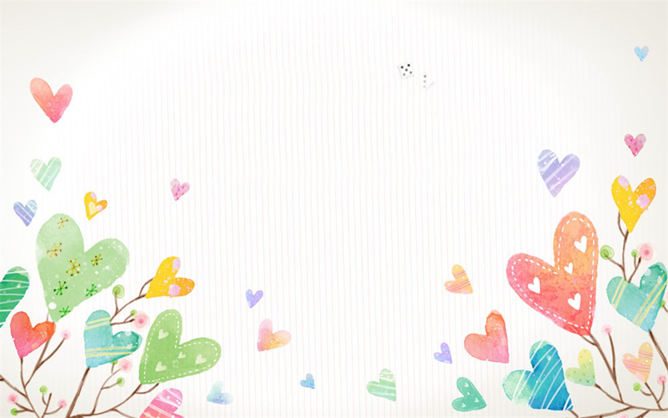 可爱卡通爱心PPT背景图片-美肚杀分享