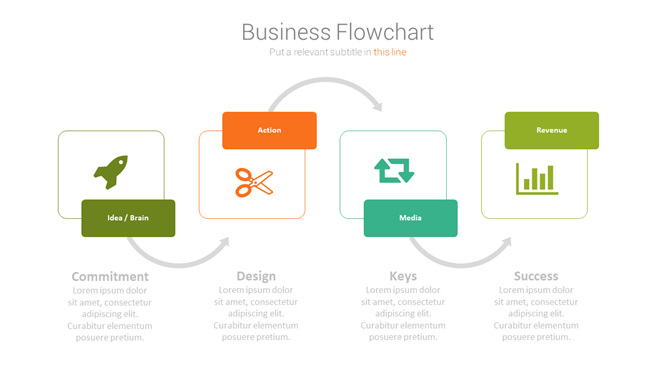 弯曲箭头流程图PPT图形素材-美肚杀分享