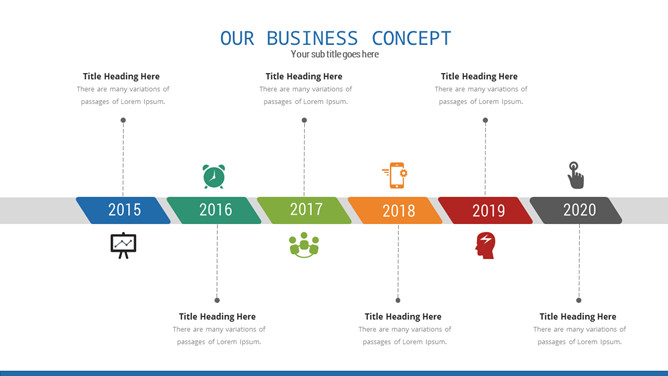 简洁时间线PPT图形素材-美肚杀分享