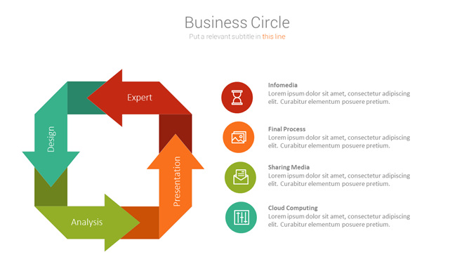 四项循环箭头PPT图形素材-美肚杀分享