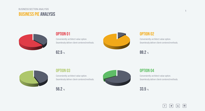 四项对比饼状图PPT素材-美肚杀分享