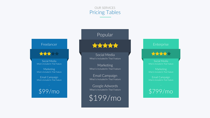 价格方案对比表格PPT模板-美肚杀分享