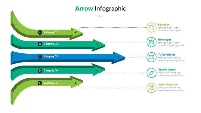 立体箭头PPT图形素材-美肚杀分享