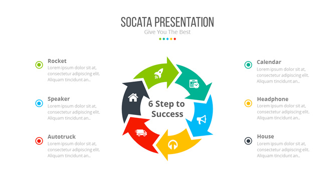 箭头旋转循环关系PPT图形-美肚杀分享