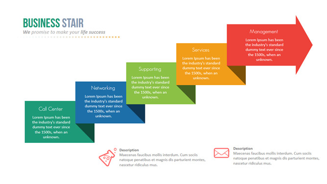 折叠向上递进关系PPT图表-美肚杀分享