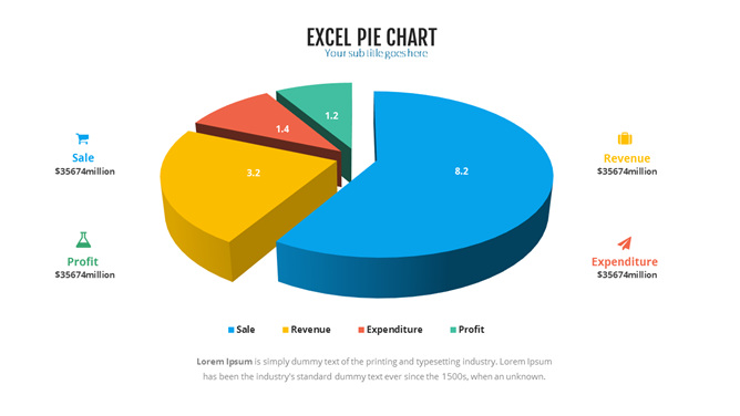 分离式立体饼图PPT素材-美肚杀分享