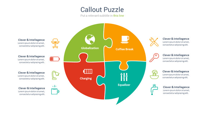 四项拼图效果PPT图形素材-美肚杀分享