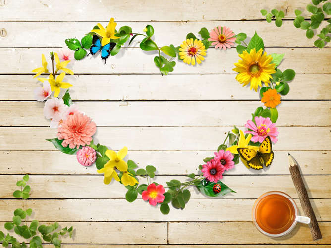 自然心形花环PPT背景图片-美肚杀分享