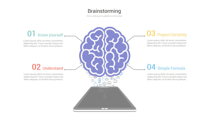 大脑头脑风暴PPT图形素材-美肚杀分享