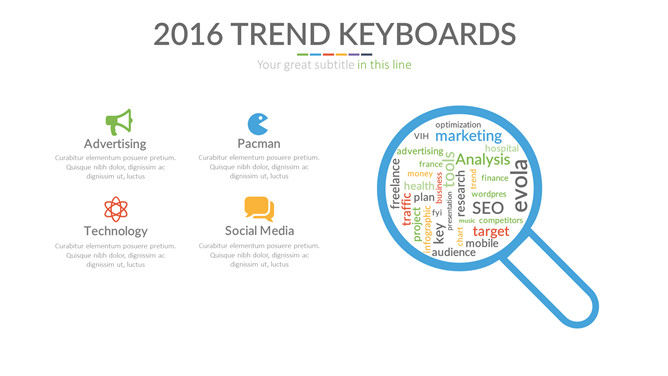 放大镜研究分析罗列PPT图形-美肚杀分享