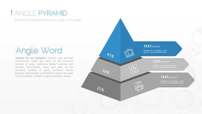 三层金字塔图形PPT模板素材-美肚杀分享
