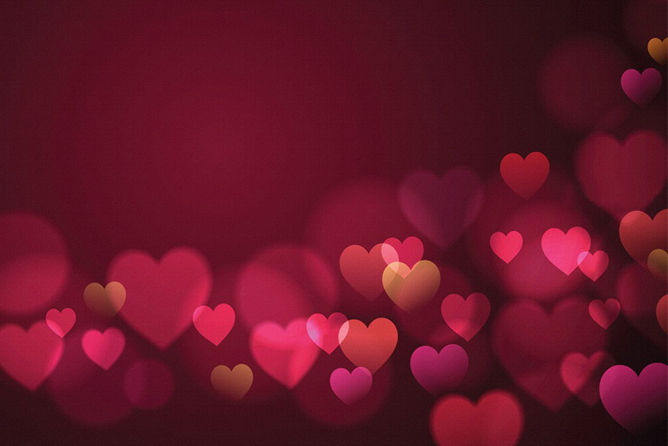 红色心形光晕PPT背景图片-美肚杀分享