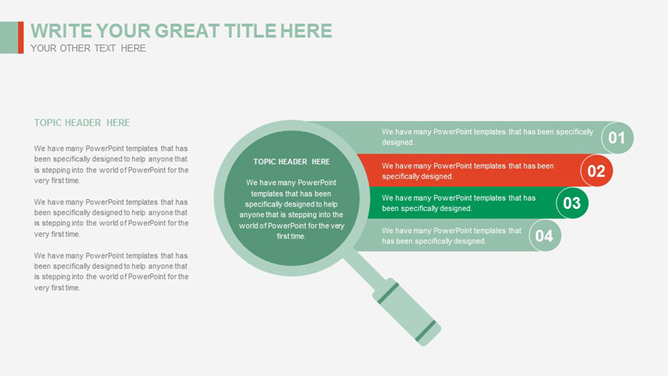 放大镜研究项目说明PPT模板-美肚杀分享