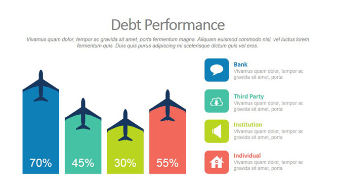 创意飞机柱状图PPT模板素材-美肚杀分享