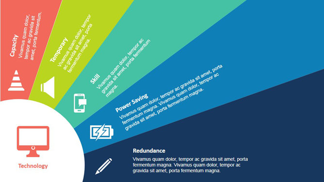 创意发散色块并列说明PPT模板-美肚杀分享