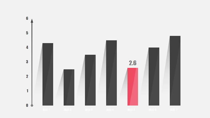 长阴影扁平化PPT柱形图模板-美肚杀分享
