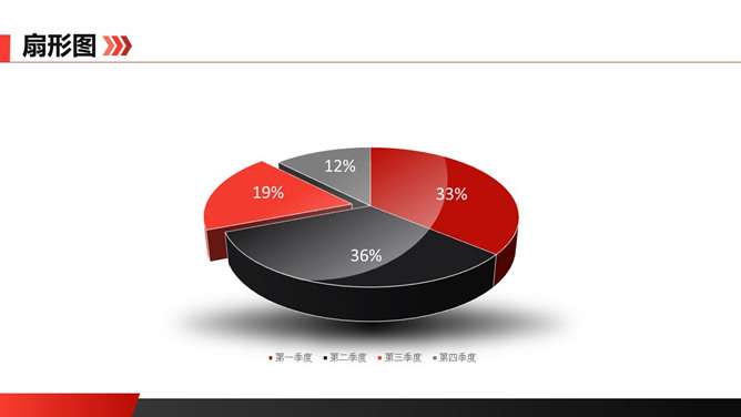 立体四季度比例饼图PPT模板-美肚杀分享