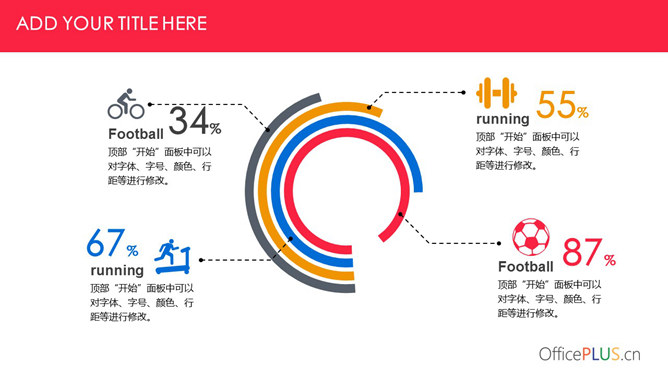 四项环形数据比较PPT饼图-美肚杀分享