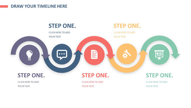 半圆箭头PPT流程图模板素材-美肚杀分享