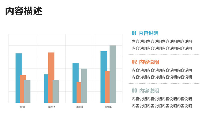 带说明文字的PPT柱形图模板-美肚杀分享