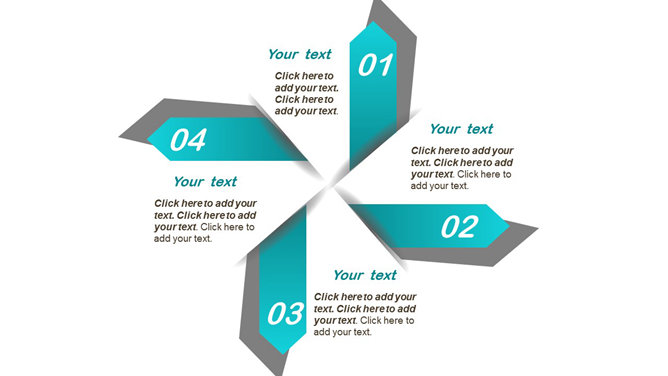 风车形四项并列PPT图表模板-美肚杀分享