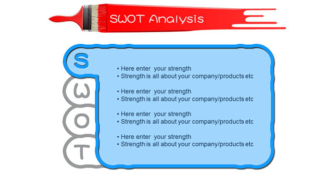 油漆刷SWOT分析幻灯片模板-美肚杀分享
