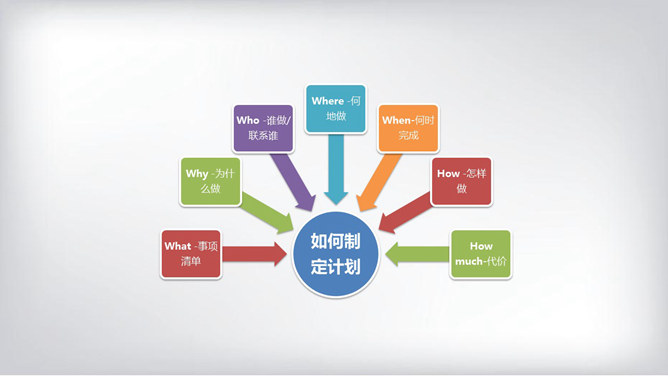 彩色聚合关系PPT模板素材-美肚杀分享