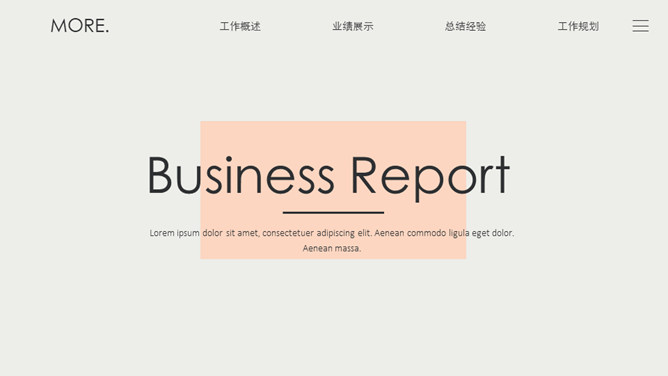 极简欧美风工作汇报PPT模板-美肚杀分享