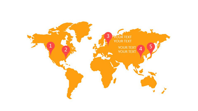 带定位坐标世界地图PPT模板-美肚杀分享