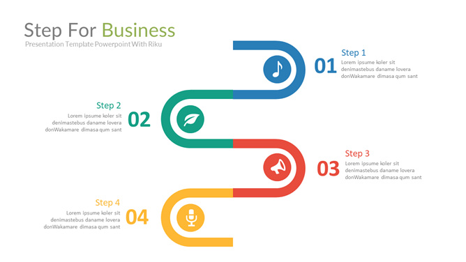 四步流程图PPT素材-美肚杀分享