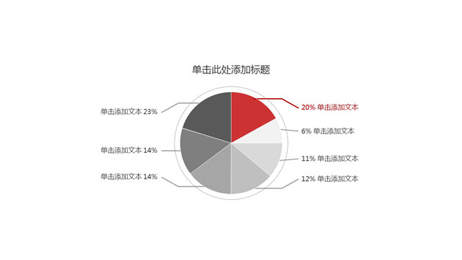 简洁饼状图PowerPoint模板-美肚杀分享