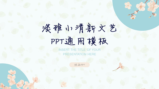 淡雅文艺小清新通用PPT模板-美肚杀分享