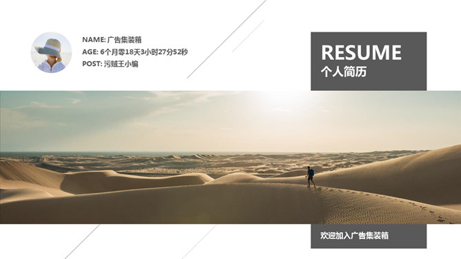 时尚求职个人简历PPT模板-美肚杀分享