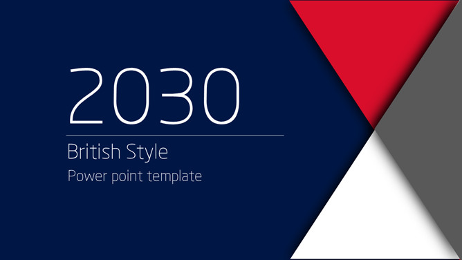 精美蓝红配色英伦风PPT模板-美肚杀分享