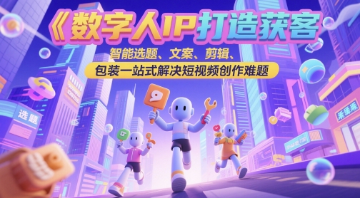 数字人IP打造获客变现实操课，智能选题、文案、剪辑、包装一站式解决短视频创作难题网赚项目-美肚杀分享