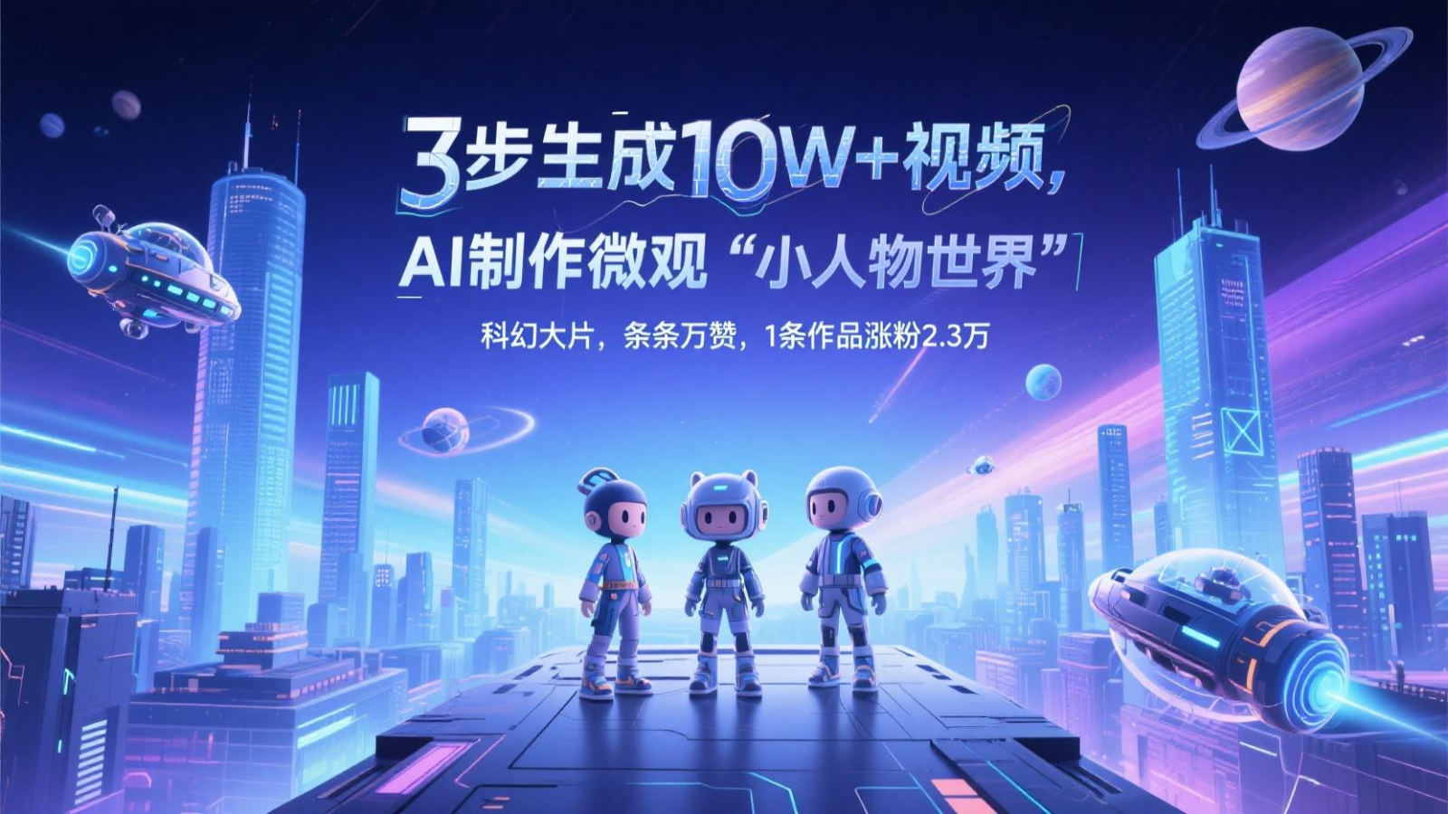 三步生成10W+视频，AI制作微观“小人物世界”科幻大片，条条万赞，1条作品涨粉2.3万网赚项目-美肚杀分享