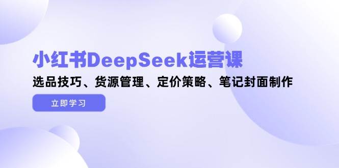 小红书DeepSeek运营课,选品技巧、货源管理、定价策略、笔记封面制作网赚项目-美肚杀分享