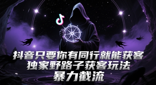 抖音只要你有同行就能获客,独家野路子获客玩法,暴力截流【揭秘】网赚项目-美肚杀分享