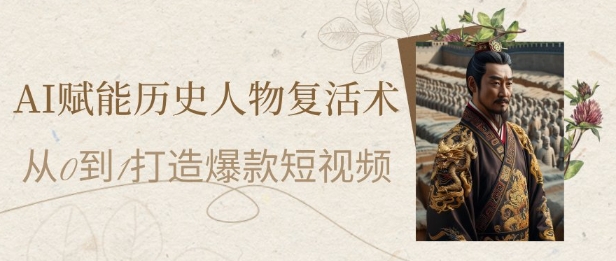 AI赋能历史人物复活术:从0到1打造爆款短视频,7天涨粉10W,小白也能月入过1W网赚项目-美肚杀分享