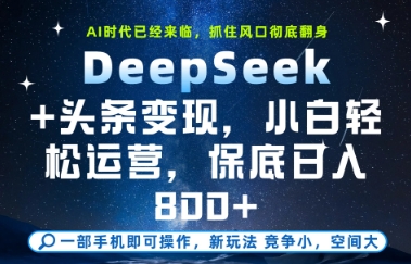 DeepSeek+头条变现,保姆级教学,小白轻松上手,日入8张+【揭秘】网赚项目-美肚杀分享