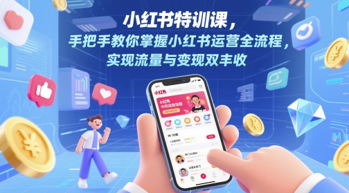 小红书特训课，手把手教你掌握小红书运营全流程，实现流量与变现双丰收网赚项目-美肚杀分享