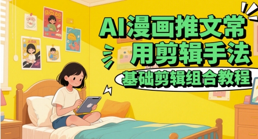 AI漫画推文常用剪辑手法，基础剪辑组合教程网赚项目-美肚杀分享